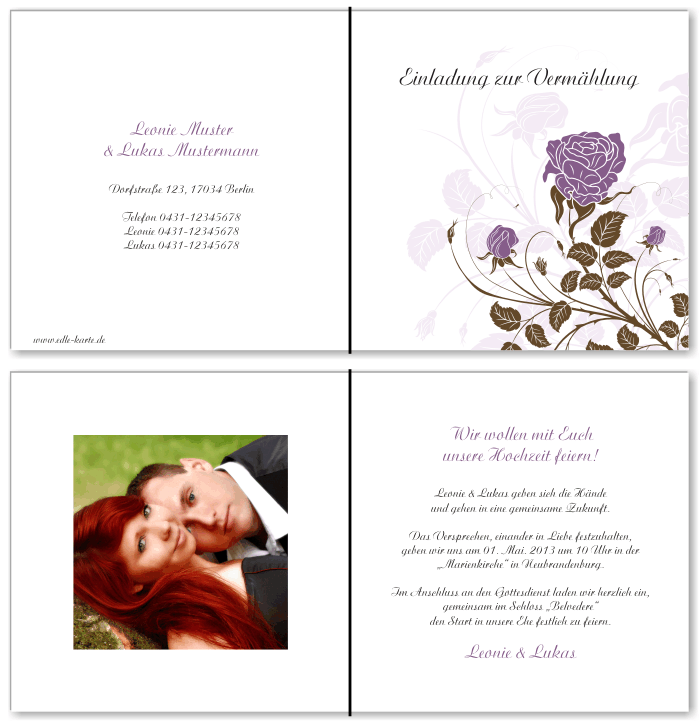  Einladungskarten Hochzeit, Hochzeitseinladungen, Hochzeitskarten, Einladungen f&uuml;r Hochzeit