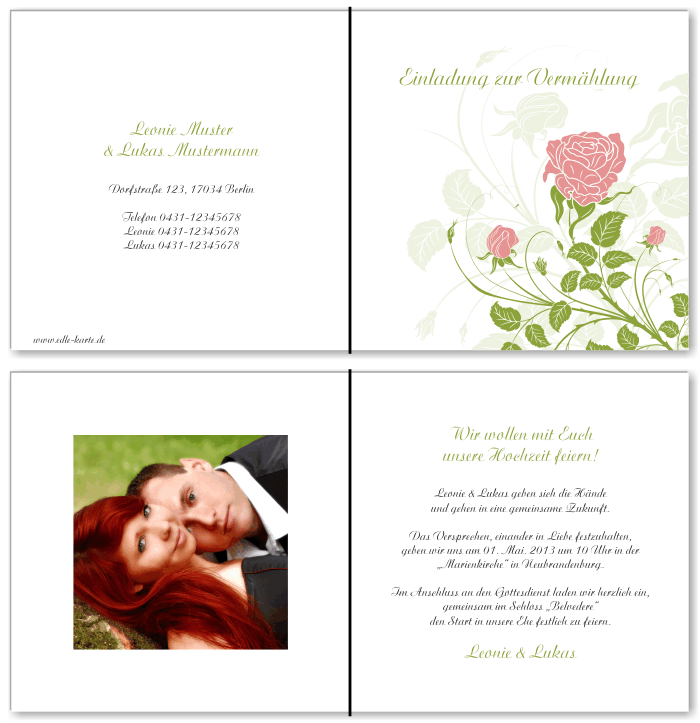  Einladungskarten Hochzeit, Hochzeitseinladungen, Hochzeitskarten, Einladungen f&uuml;r Hochzeit