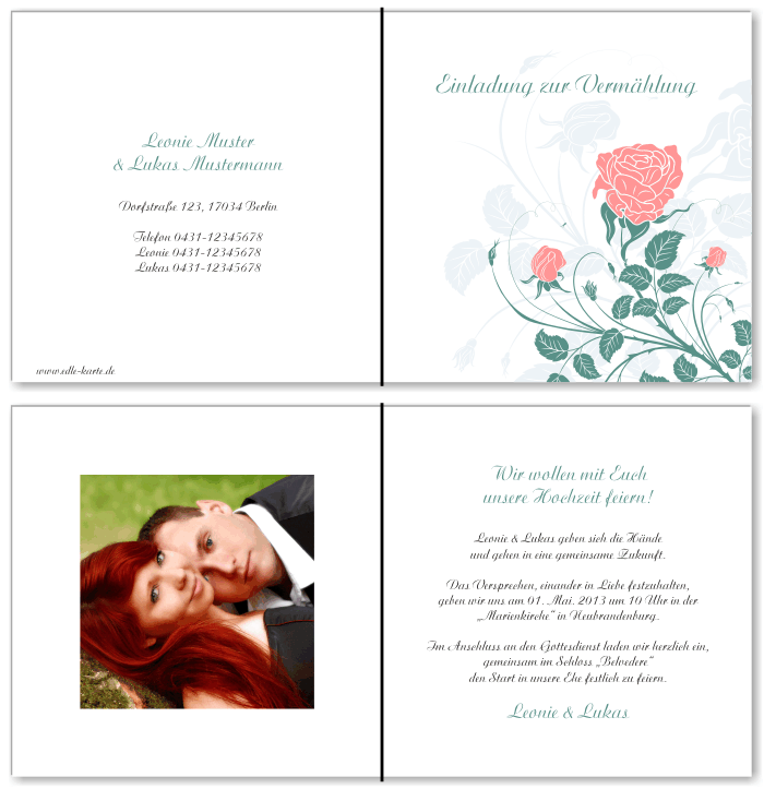  Einladungskarten Hochzeit, Hochzeitseinladungen, Hochzeitskarten, Einladungen f&uuml;r Hochzeit