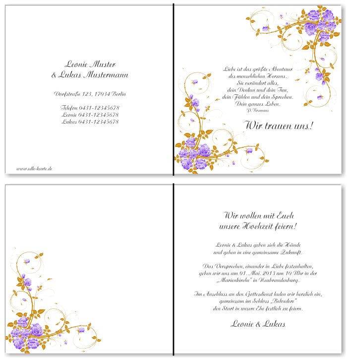  Einladungskarten Hochzeit, Hochzeitseinladungen, Hochzeitskarten, Einladungen f&uuml;r Hochzeit