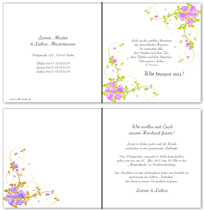  Einladungskarten Hochzeit, Hochzeitseinladungen, Hochzeitskarten, Einladungen f&uuml;r Hochzeit