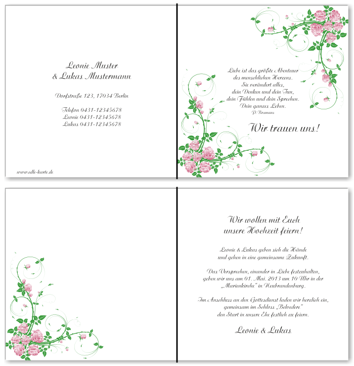  Einladungskarten Hochzeit, Hochzeitseinladungen, Hochzeitskarten, Einladungen f&uuml;r Hochzeit