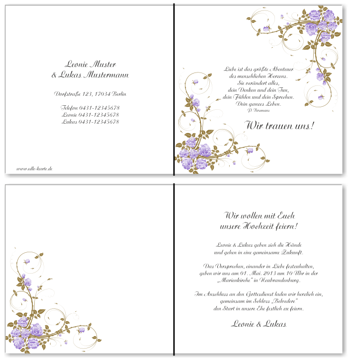  Einladungskarten Hochzeit, Hochzeitseinladungen, Hochzeitskarten, Einladungen f&uuml;r Hochzeit