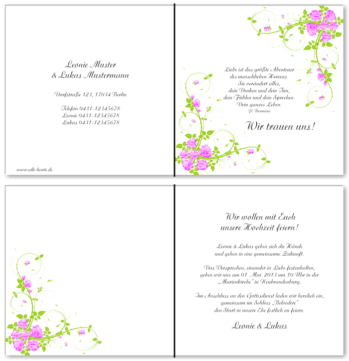  Einladungskarten Hochzeit, Hochzeitseinladungen, Hochzeitskarten, Einladungen f&uuml;r Hochzeit