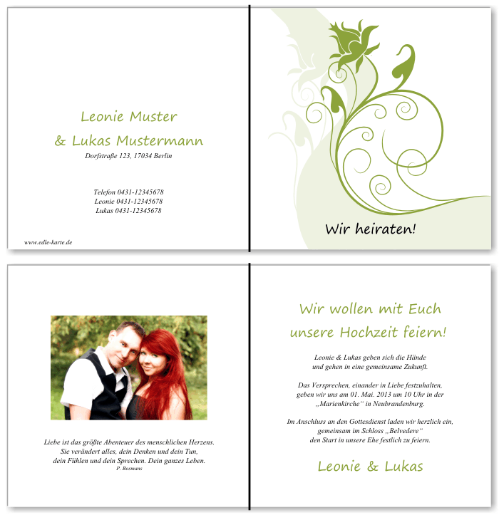  Einladungskarten Hochzeit, Hochzeitseinladungen, Hochzeitskarten, Einladungen f&uuml;r Hochzeit