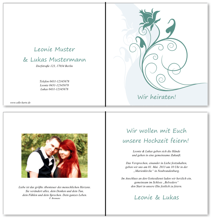  Einladungskarten Hochzeit, Hochzeitseinladungen, Hochzeitskarten, Einladungen f&uuml;r Hochzeit