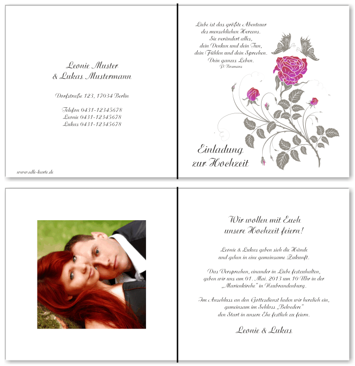  Einladungskarten Hochzeit, Hochzeitseinladungen, Hochzeitskarten, Einladungen f&uuml;r Hochzeit