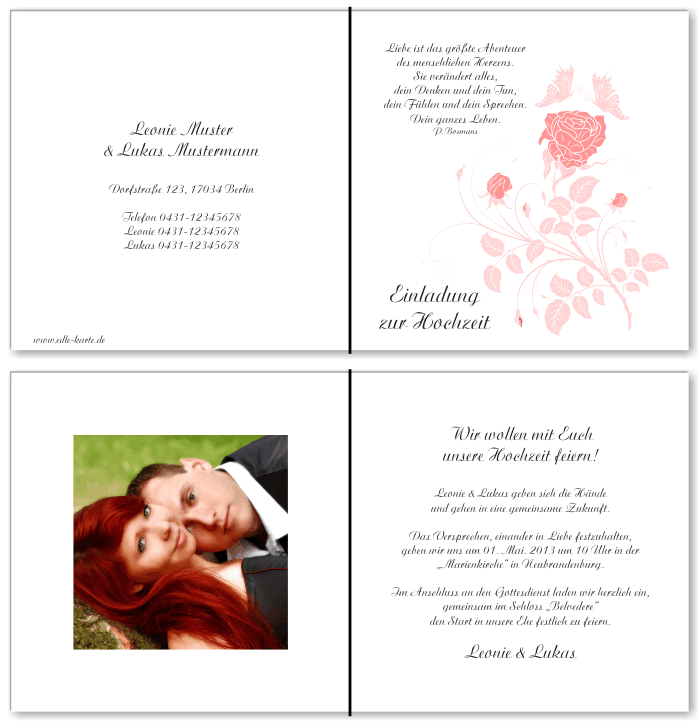  Einladungskarten Hochzeit, Hochzeitseinladungen, Hochzeitskarten, Einladungen f&uuml;r Hochzeit