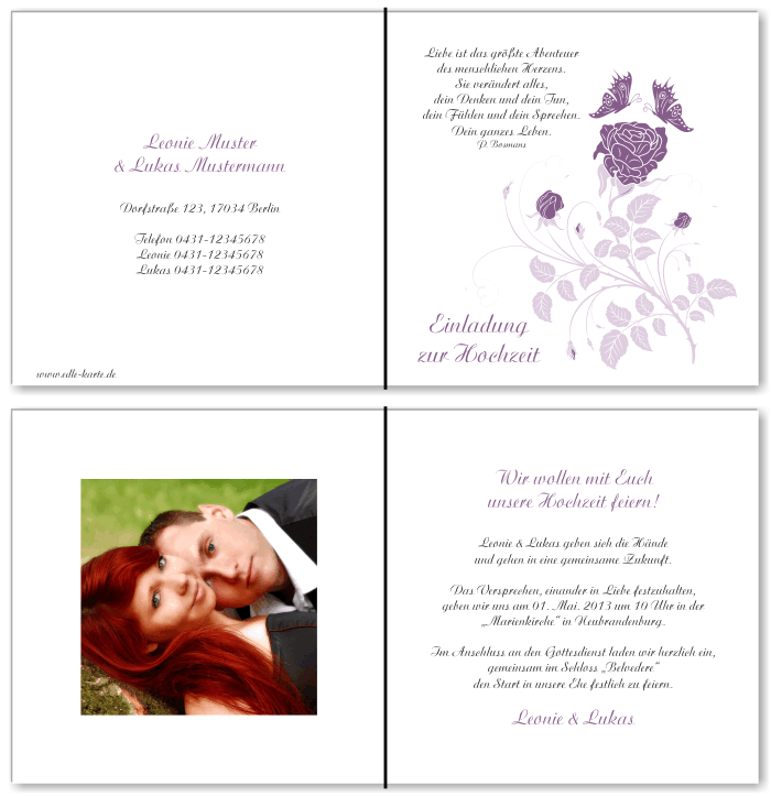  Einladungskarten Hochzeit, Hochzeitseinladungen, Hochzeitskarten, Einladungen f&uuml;r Hochzeit