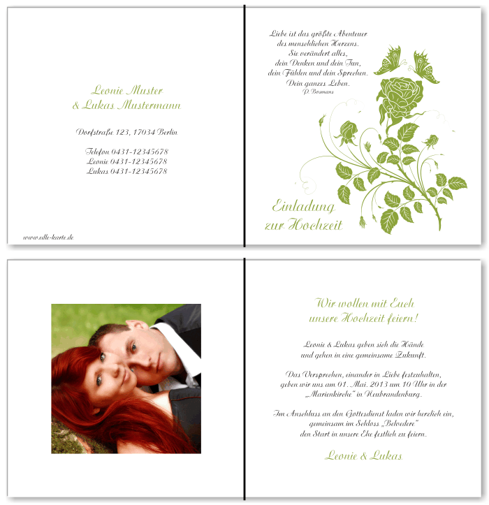  Einladungskarten Hochzeit, Hochzeitseinladungen, Hochzeitskarten, Einladungen f&uuml;r Hochzeit