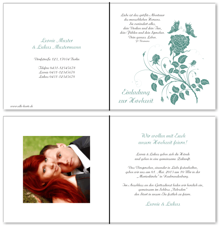  Einladungskarten Hochzeit, Hochzeitseinladungen, Hochzeitskarten, Einladungen f&uuml;r Hochzeit