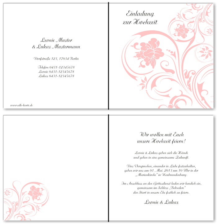  Einladungskarten Hochzeit, Hochzeitseinladungen, Hochzeitskarten, Einladungen f&uuml;r Hochzeit