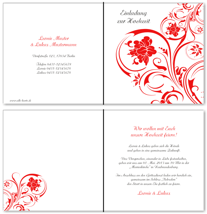  Einladungskarten Hochzeit, Hochzeitseinladungen, Hochzeitskarten, Einladungen f&uuml;r Hochzeit