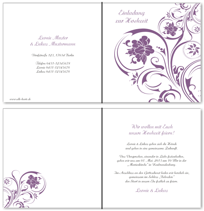  Einladungskarten Hochzeit, Hochzeitseinladungen, Hochzeitskarten, Einladungen f&uuml;r Hochzeit