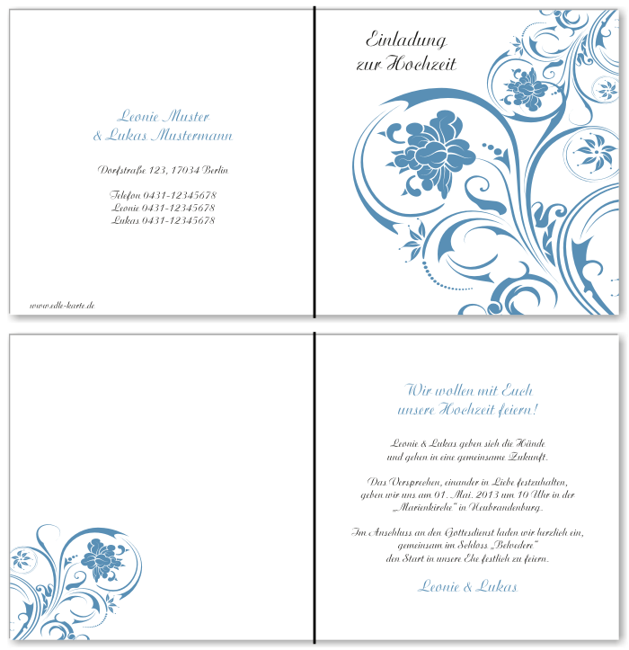  Einladungskarten Hochzeit, Hochzeitseinladungen, Hochzeitskarten, Einladungen f&uuml;r Hochzeit