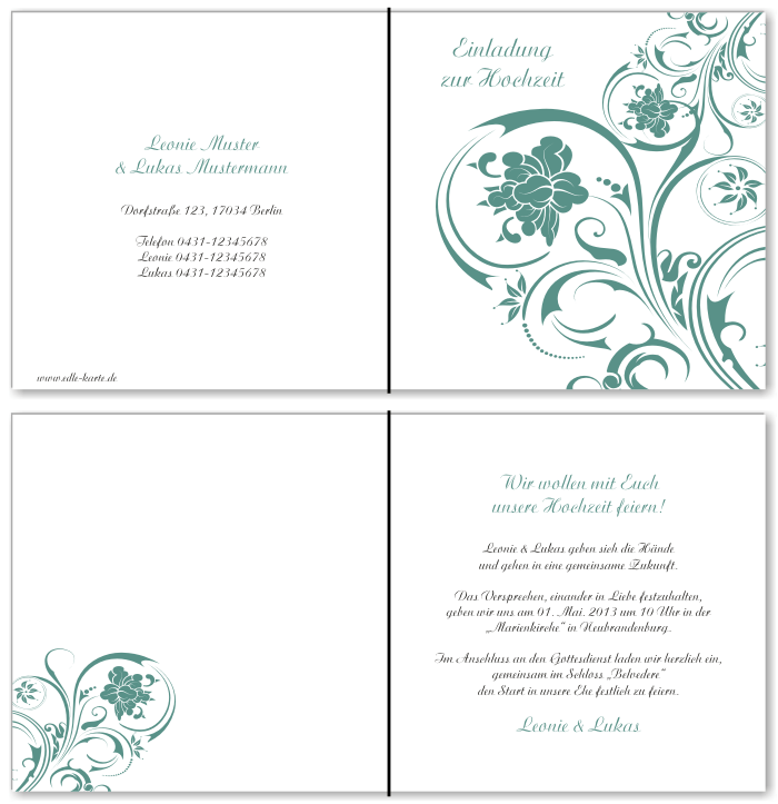  Einladungskarten Hochzeit, Hochzeitseinladungen, Hochzeitskarten, Einladungen f&uuml;r Hochzeit