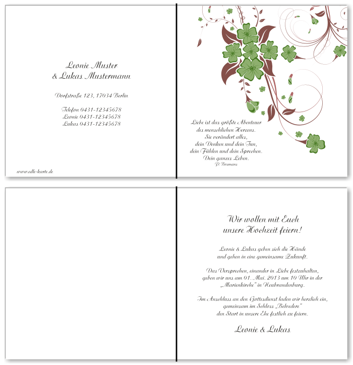  Einladungskarten Hochzeit, Hochzeitseinladungen, Hochzeitskarten, Einladungen f&uuml;r Hochzeit