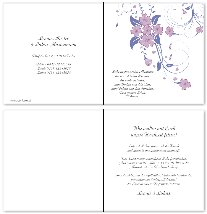  Einladungskarten Hochzeit, Hochzeitseinladungen, Hochzeitskarten, Einladungen f&uuml;r Hochzeit