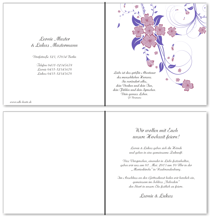  Einladungskarten Hochzeit, Hochzeitseinladungen, Hochzeitskarten, Einladungen f&uuml;r Hochzeit