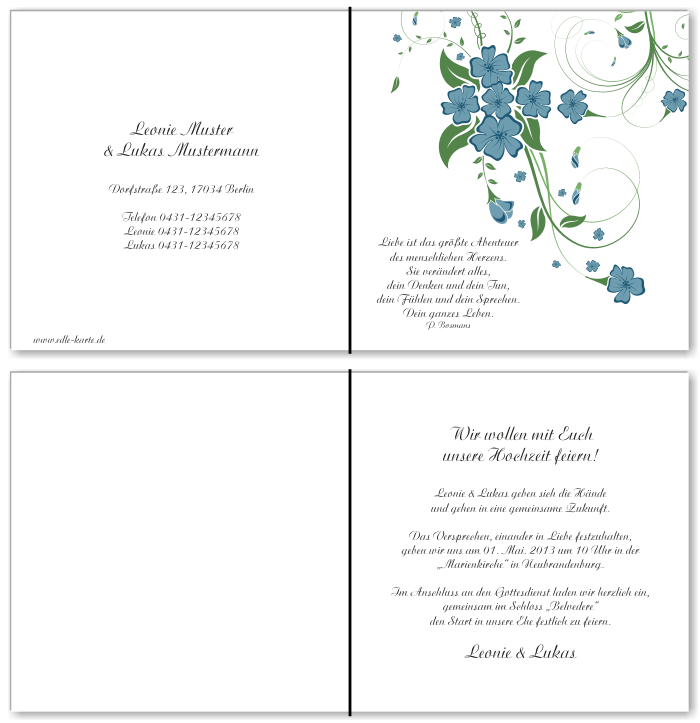  Einladungskarten Hochzeit, Hochzeitseinladungen, Hochzeitskarten, Einladungen f&uuml;r Hochzeit