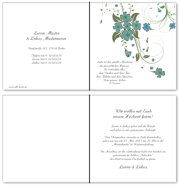  Einladungskarten Hochzeit, Hochzeitseinladungen, Hochzeitskarten, Einladungen f&uuml;r Hochzeit