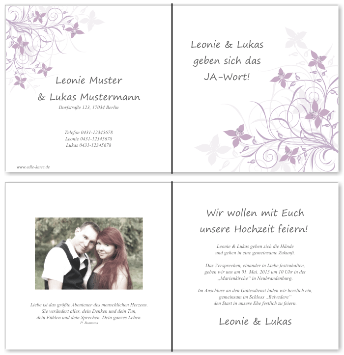  Einladungskarten Hochzeit, Hochzeitseinladungen, Hochzeitskarten, Einladungen f&uuml;r Hochzeit