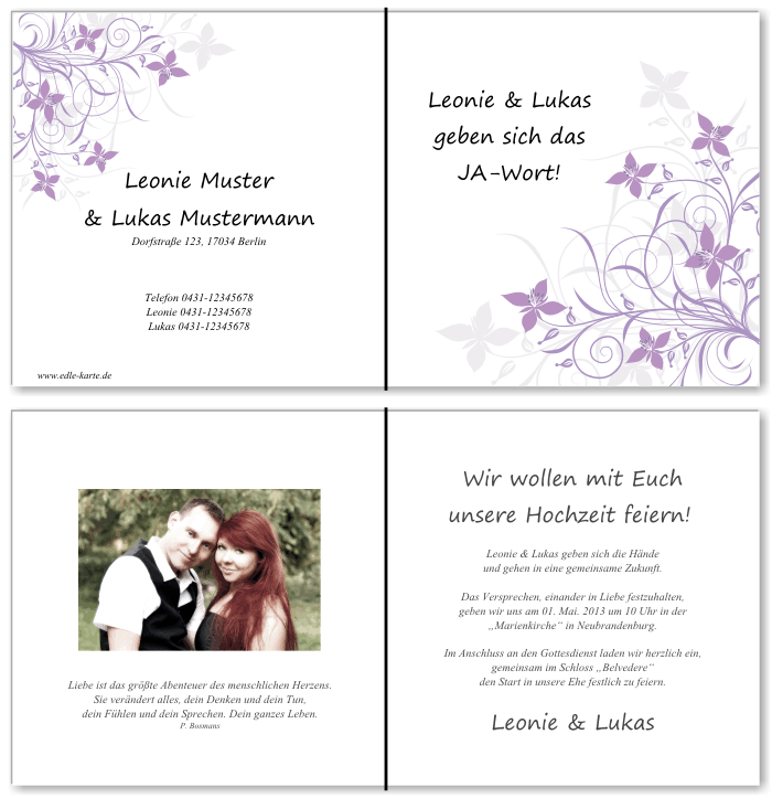  Einladungskarten Hochzeit, Hochzeitseinladungen, Hochzeitskarten, Einladungen f&uuml;r Hochzeit