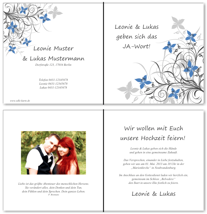  Einladungskarten Hochzeit, Hochzeitseinladungen, Hochzeitskarten, Einladungen f&uuml;r Hochzeit