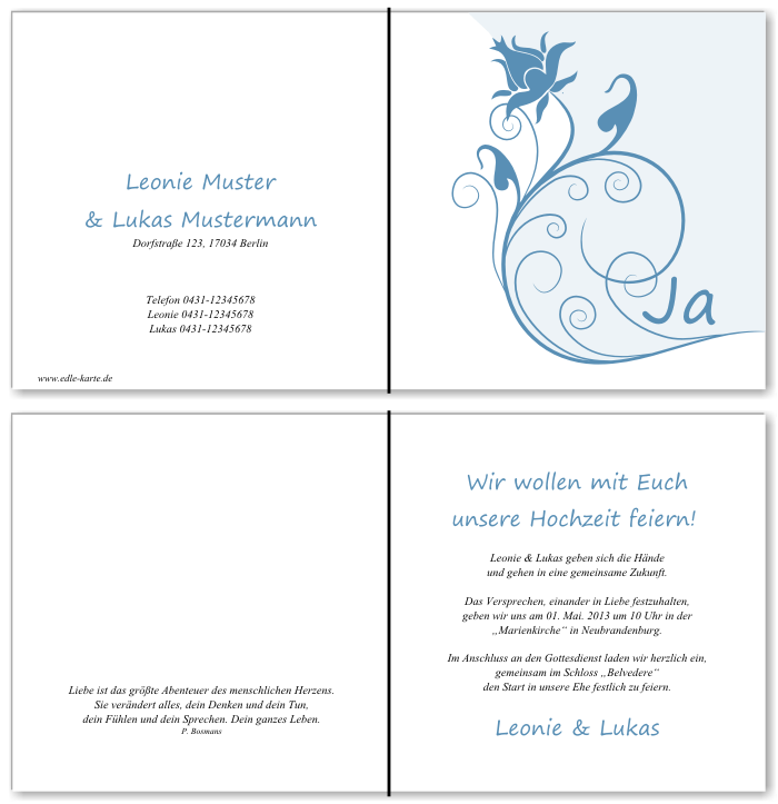  Einladungskarten Hochzeit, Hochzeitseinladungen, Hochzeitskarten, Einladungen f&uuml;r Hochzeit