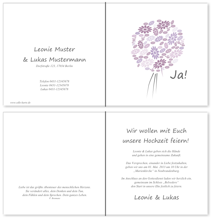  Einladungskarten Hochzeit, Hochzeitseinladungen, Hochzeitskarten, Einladungen f&uuml;r Hochzeit