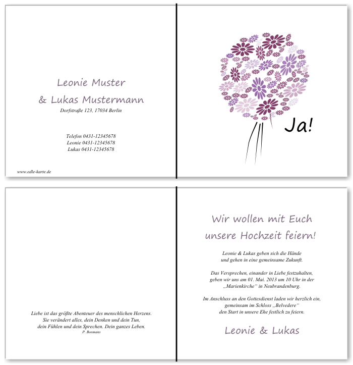  Einladungskarten Hochzeit, Hochzeitseinladungen, Hochzeitskarten, Einladungen f&uuml;r Hochzeit