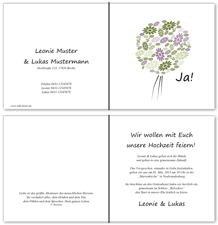  Einladungskarten Hochzeit, Hochzeitseinladungen, Hochzeitskarten, Einladungen f&uuml;r Hochzeit