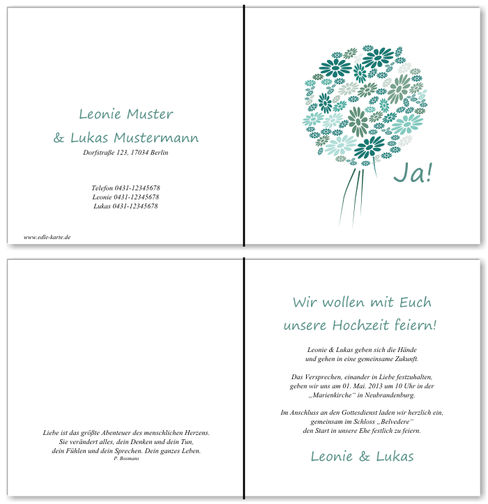  Einladungskarten Hochzeit, Hochzeitseinladungen, Hochzeitskarten, Einladungen f&uuml;r Hochzeit