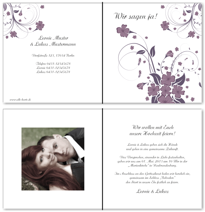  Einladungskarten Hochzeit, Hochzeitseinladungen, Hochzeitskarten, Einladungen f&uuml;r Hochzeit
