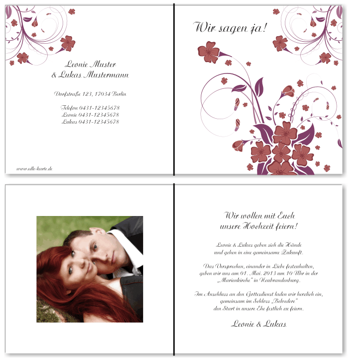  Einladungskarten Hochzeit, Hochzeitseinladungen, Hochzeitskarten, Einladungen f&uuml;r Hochzeit