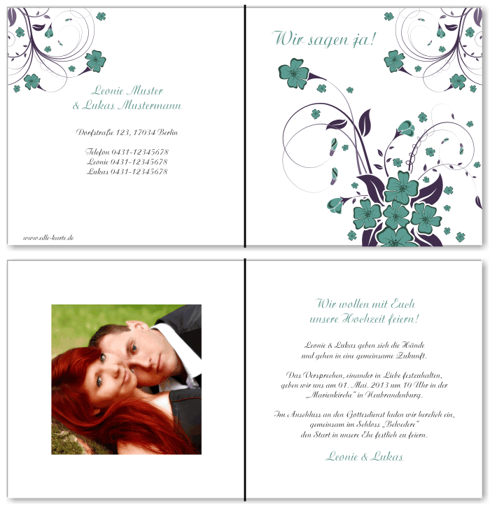  Einladungskarten Hochzeit, Hochzeitseinladungen, Hochzeitskarten, Einladungen f&uuml;r Hochzeit