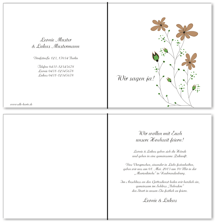  Einladungskarten Hochzeit, Hochzeitseinladungen, Hochzeitskarten, Einladungen f&uuml;r Hochzeit