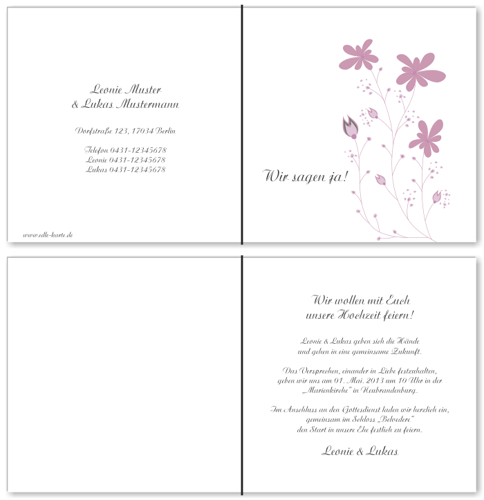  Einladungskarten Hochzeit, Hochzeitseinladungen, Hochzeitskarten, Einladungen f&uuml;r Hochzeit