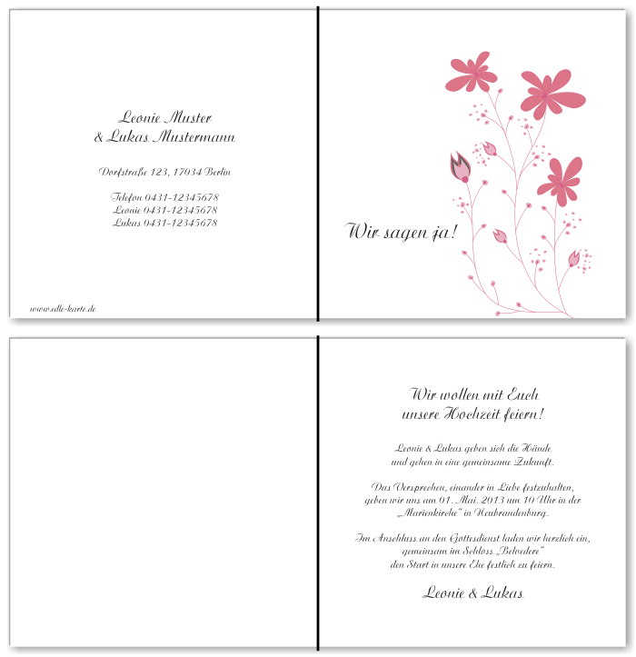  Einladungskarten Hochzeit, Hochzeitseinladungen, Hochzeitskarten, Einladungen f&uuml;r Hochzeit