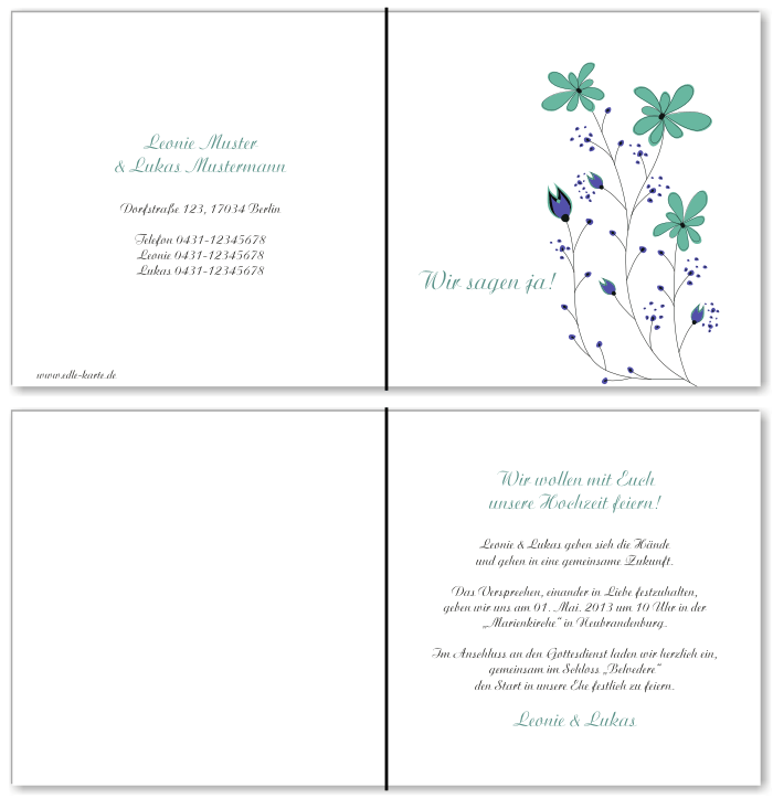  Einladungskarten Hochzeit, Hochzeitseinladungen, Hochzeitskarten, Einladungen f&uuml;r Hochzeit