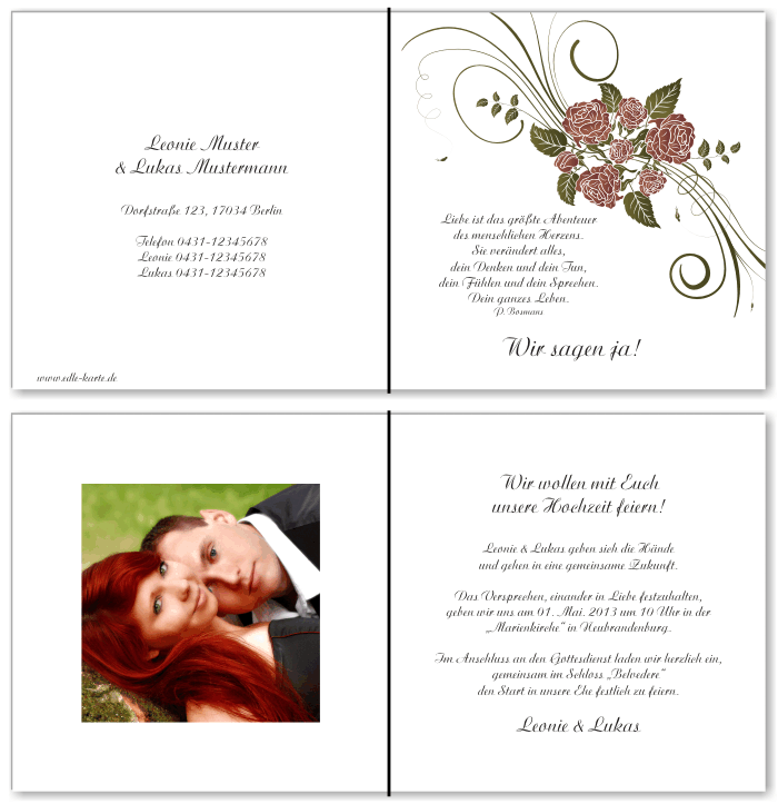  Einladungskarten Hochzeit, Hochzeitseinladungen, Hochzeitskarten, Einladungen f&uuml;r Hochzeit