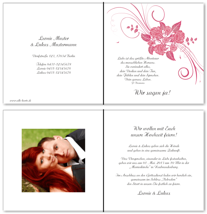  Einladungskarten Hochzeit, Hochzeitseinladungen, Hochzeitskarten, Einladungen f&uuml;r Hochzeit