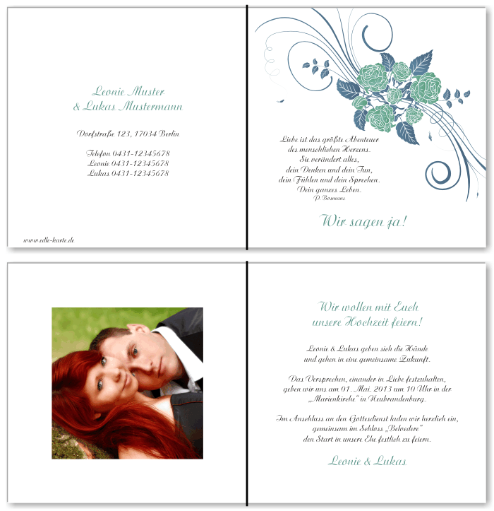  Einladungskarten Hochzeit, Hochzeitseinladungen, Hochzeitskarten, Einladungen f&uuml;r Hochzeit