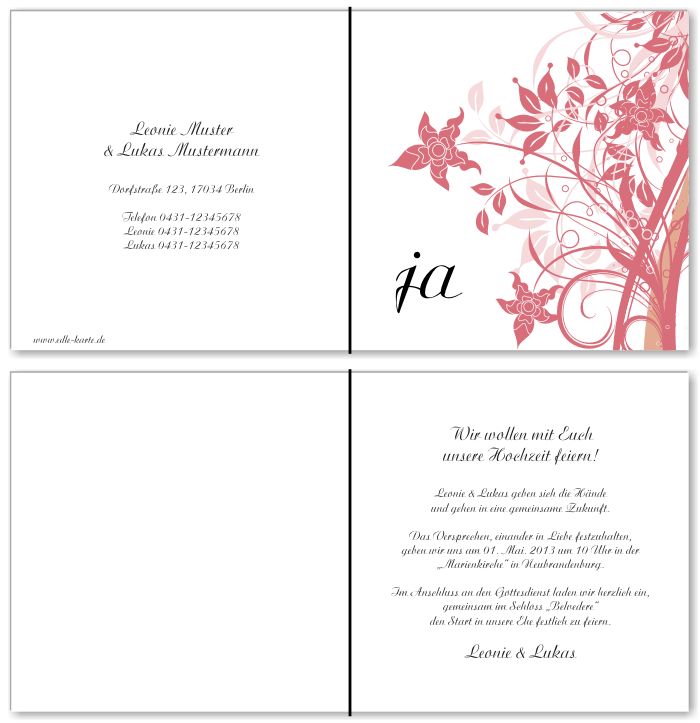  Einladungskarten Hochzeit, Hochzeitseinladungen, Hochzeitskarten, Einladungen f&uuml;r Hochzeit