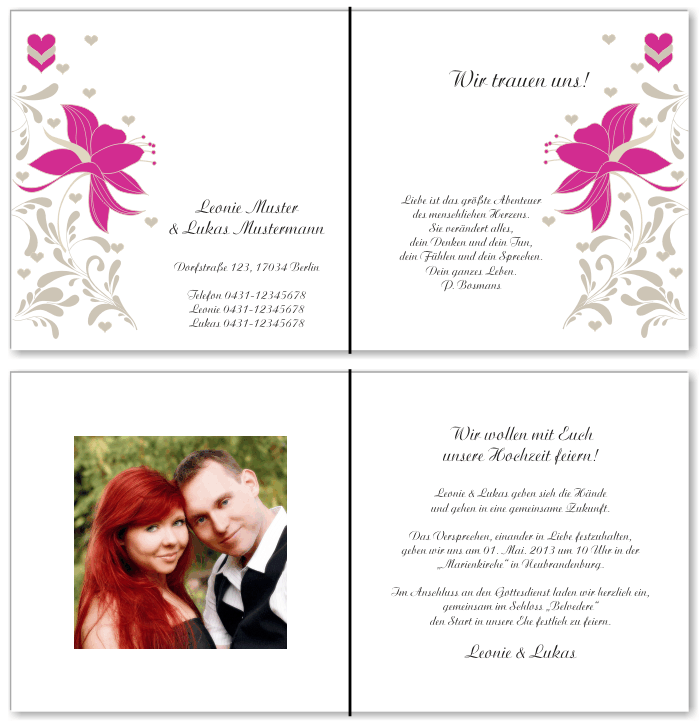  Einladungskarten Hochzeit, Hochzeitseinladungen, Hochzeitskarten, Einladungen f&uuml;r Hochzeit