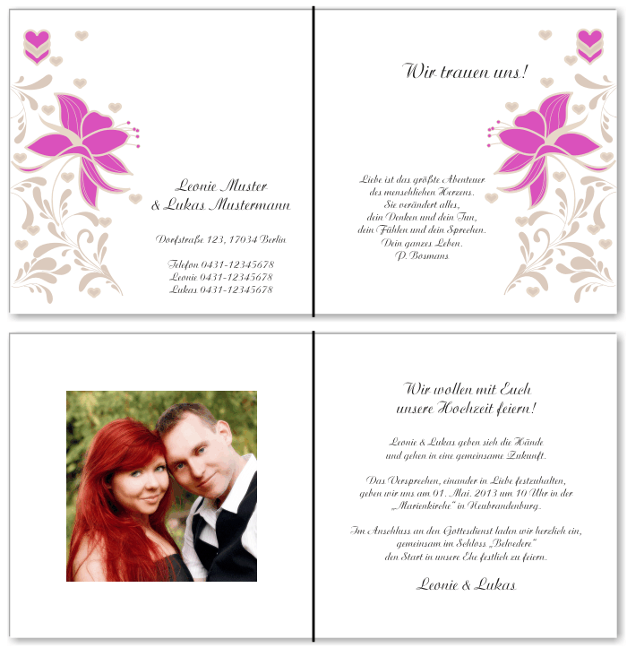  Einladungskarten Hochzeit, Hochzeitseinladungen, Hochzeitskarten, Einladungen f&uuml;r Hochzeit