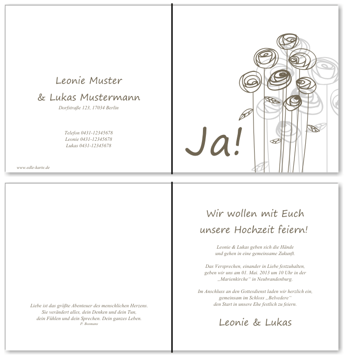  Einladungskarten Hochzeit, Hochzeitseinladungen, Hochzeitskarten, Einladungen f&uuml;r Hochzeit