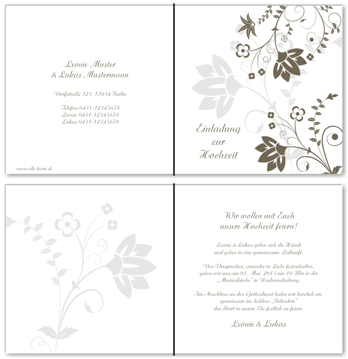  Einladungskarten Hochzeit, Hochzeitseinladungen, Hochzeitskarten, Einladungen f&uuml;r Hochzeit