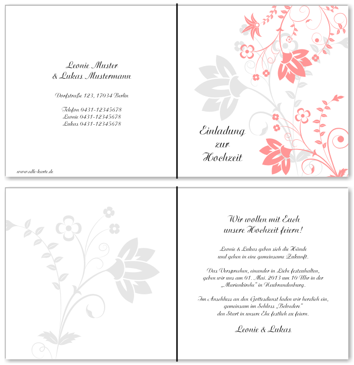  Einladungskarten Hochzeit, Hochzeitseinladungen, Hochzeitskarten, Einladungen f&uuml;r Hochzeit
