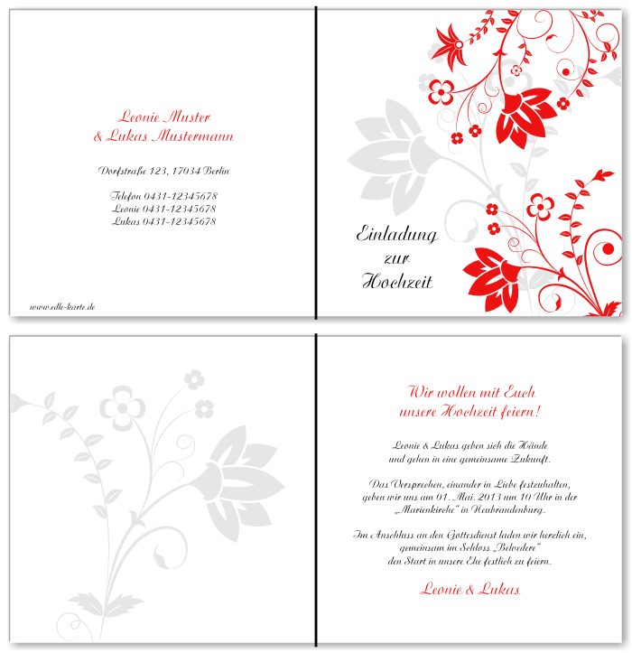  Einladungskarten Hochzeit, Hochzeitseinladungen, Hochzeitskarten, Einladungen f&uuml;r Hochzeit